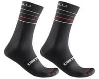 Castelli Endurance 15 Socks (Black/Silver Grey/Red)