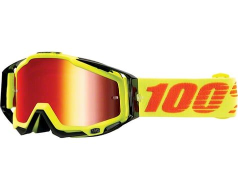 100% Racecraft Goggles (Yellow Attack) (Mirror Red Lens) (Spare Clear Lens)
