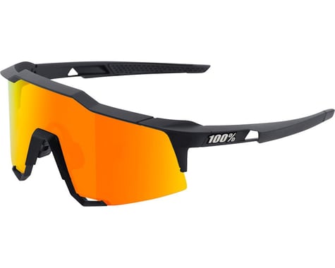 100% Speedcraft Sunglasses: Soft Tact Black Frame with HiPER Red Multilayer Mirr