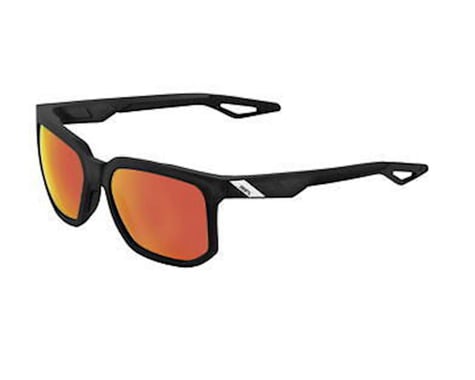 100% Centric Sunglasses (Matte Crystal Black) (HiPER Red Multilayer Mirror)