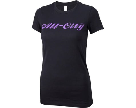All-City Script Logo Women's T-Shirt (Black/Purple)
