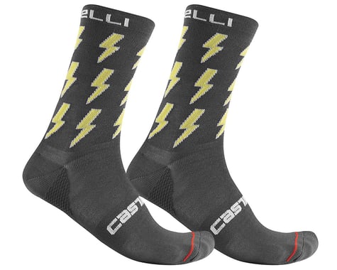 Castelli Men's Pazzo 18 Socks (Dark Grey/Yellow)