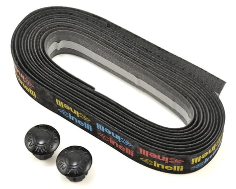 Cinelli Logo Velvet Ribbon Handlebar Tape (Black/Multi Color Logo)