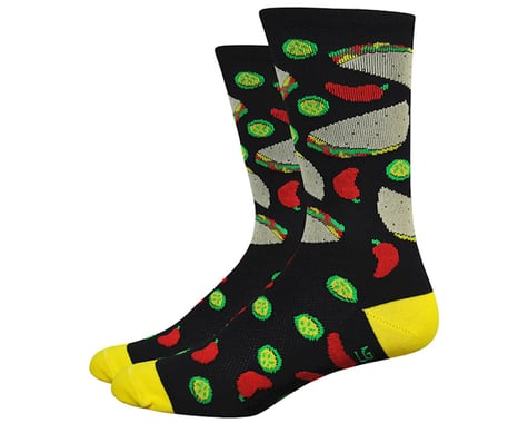 DeFeet Aireator 6" Taco Tuesday Socks (Black w/ Tacos & Peppers)