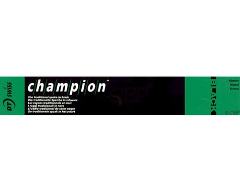 DT Swiss Champion 2.0 Blank Spokes: Straight Pull, 315mm, Threadless, Black, Box