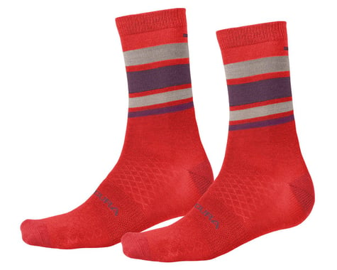 Endura BaaBaa Merino Stripe Sock (Pomegranate) (L/XL)