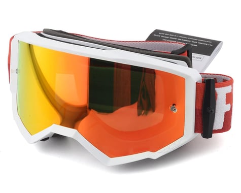 Fly Racing Zone Goggle (White/Red) (Red Mirror Brown Lens)