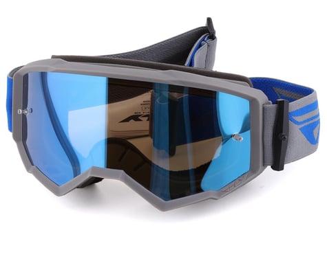 Fly Racing Zone Goggles (Grey/Blue) (Sky Blue Mirror/Smoke Lens)