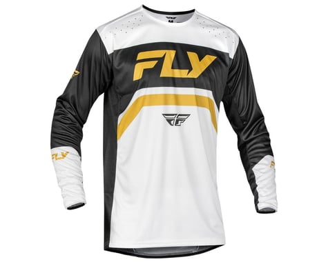 Fly Racing Youth Rayce Long Sleeve Jersey (White/Black/Gold) (Youth L)