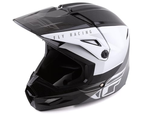 Fly Racing Youth Kinetic Straight Edge Helmet (Black/White) (Youth M)