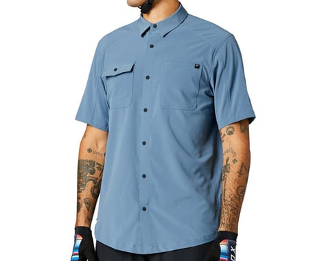 Fox Racing Flexair Woven Short Sleeve Shirt (Matte Blue) (M)