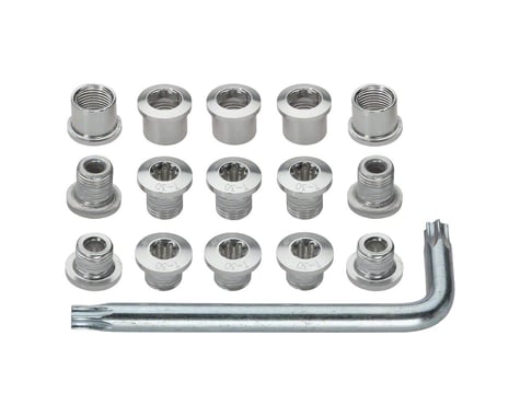 FSA Torx T-30 Alloy Mountain Chainring Nut/Bolt Set wiith tool: Silver