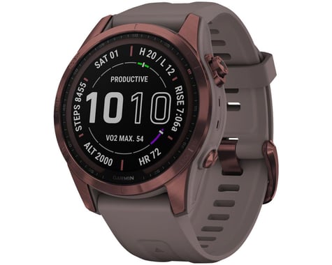 Garmin Fenix 7S Sapphire Solar GPS Smartwatch (Dark Bronze Ti + Shale Grey Band) (7S | 42mm Case)