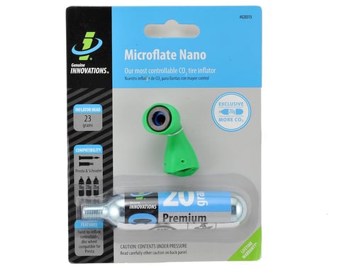 Genuine Innovations Microflate Nano CO2 Inflator (Green) (w/ 20g Cartridge)