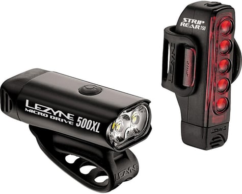 Lezyne Micro Drive 500XL & Strip Headlight & Taillight Set (Gloss Black)