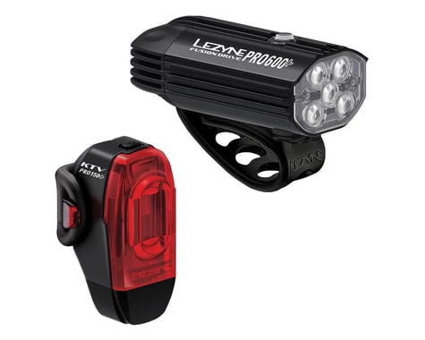 Lezyne Fusion Drive Pro 600+ / KTV Drive Pro+ Headlight & Tail Light Set (Black)