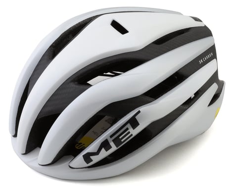 Met Trenta 3K Carbon MIPS Road Helmet (Matte White/Silver Metallic) (M)