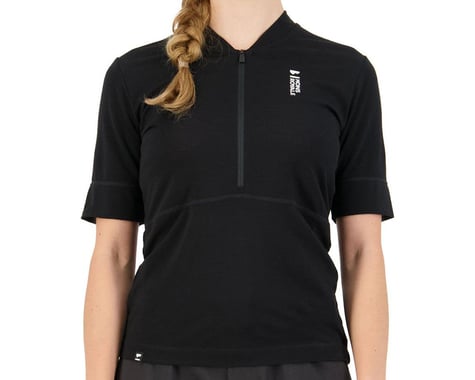 Mons Royale Women's Cadence Half Zip Short Sleeve Jersey (Black) (L)