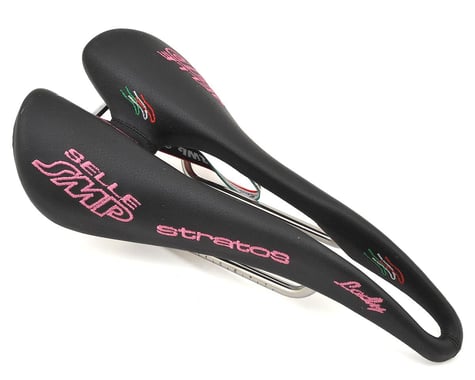 Selle SMP Stratos Lady's Saddle (Black/Pink) (AISI 304 Rails) (131mm)