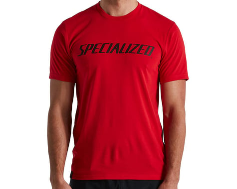 Specialized Men's Wordmark T-Shirt (Flo Red) (L)