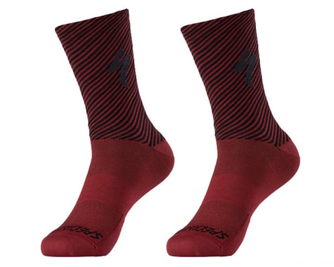 Specialized Soft Air Road Tall Socks (Crimson/Black Stripe) (M)