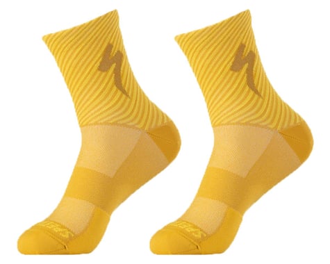 Specialized Soft Air Road Mid Socks (Brassy Yellow/Golden Yellow Stripe) (M)
