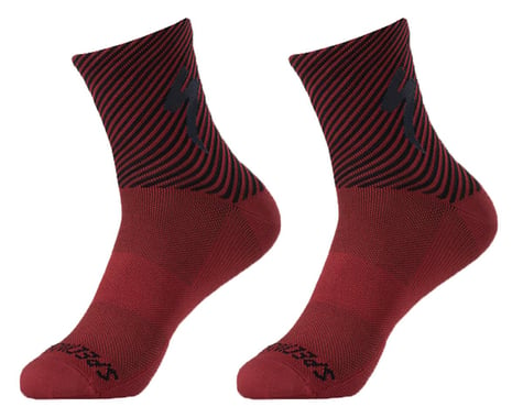Specialized Soft Air Road Mid Socks (Crimson/Black Stripe) (L)