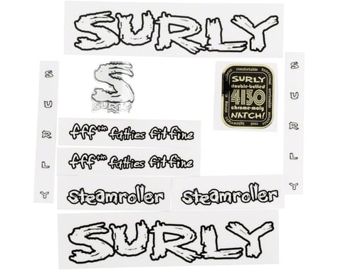 Surly Steamroller Frame Decal Set with Headbadge: White