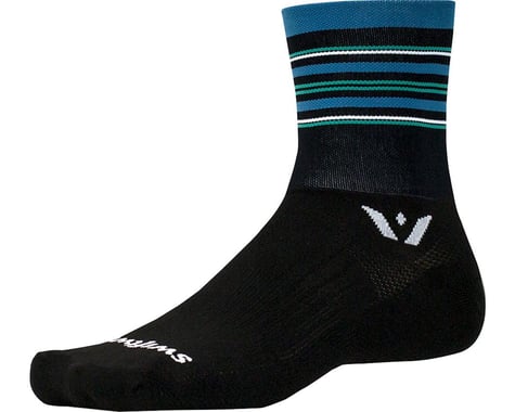 Swiftwick Aspire Stripe Four Sock (Black/Steel Blue)