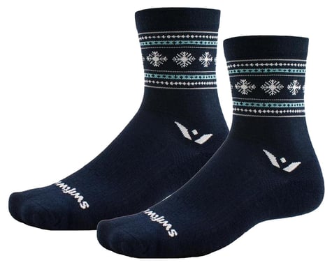 Swiftwick Vision Five Winter Socks (Navy Snowflake) (S)