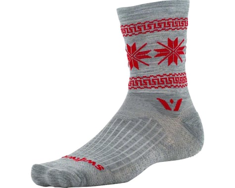 Swiftwick Vision Five Winter Collection Sock (Heather Grey/Red)
