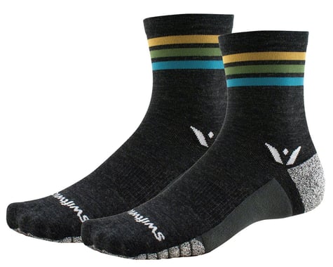 Swiftwick Flite XT Trail Five Socks (Stripe Aqua) (L)