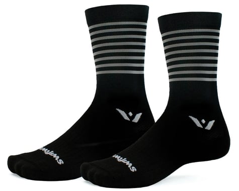Swiftwick Aspire Seven Socks (Stripe Grey) (L)
