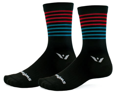 Swiftwick Aspire Seven Socks (Stripe Red/Blue) (L)