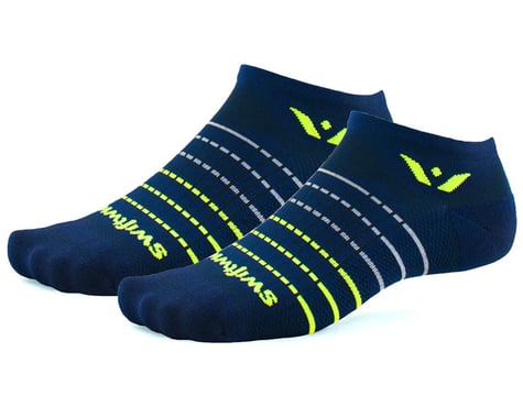 Swiftwick Aspire Zero Socks (Navy/Neon Yellow Stripe) (XL)