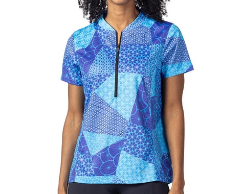 Terry Women's Actif Short Sleeve Jersey (Quiltawhirl Blue) (XL)