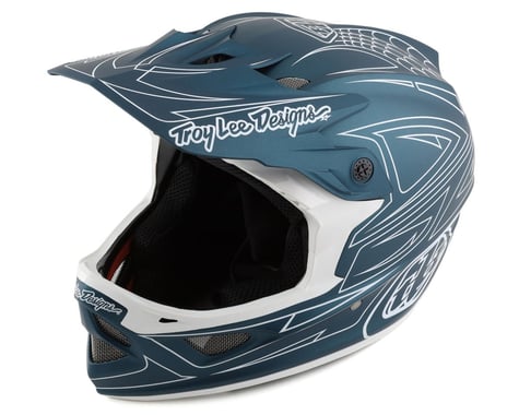 Troy Lee Designs D3 Fiberlite Full Face Helmet (Spiderstripe Blue) (S)