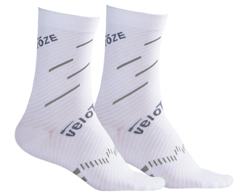 VeloToze Active Compression Cycling Socks (White/Grey) (L/XL)