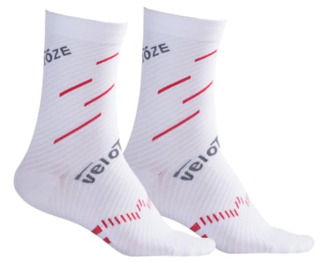 VeloToze Active Compression Cycling Socks (White/Red) (S/M)