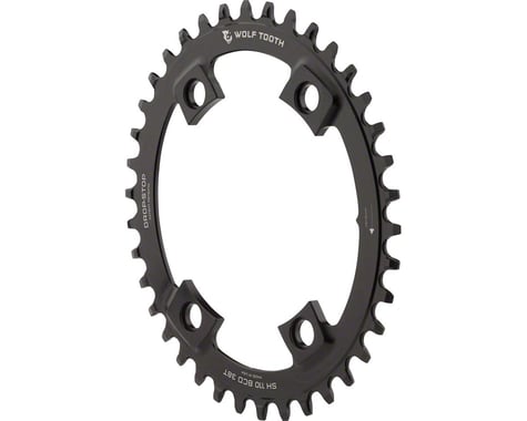 Wolf Tooth Components PowerTrac Drop-Stop Oval Chainring (Black) (110mm Asym BCD)