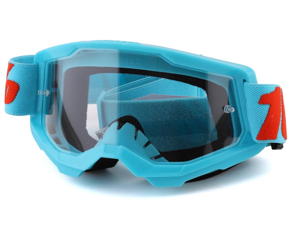 100% Strata 2 Youth Bicycle Cycle Bike Goggle Blue Clear Lens 