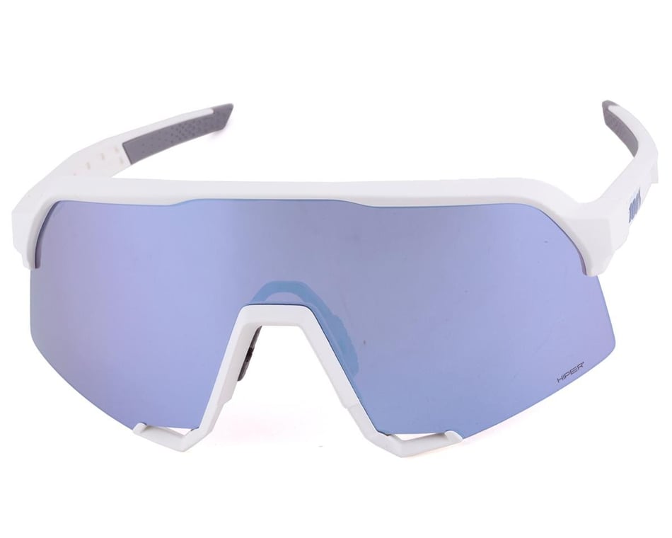 100% S3 Glasses Matt White One Size Hiper Blue Multilayer Mirror Lens 