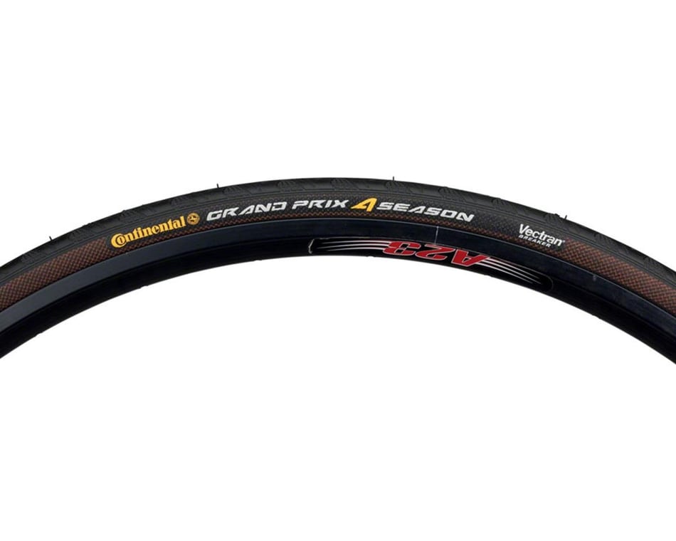 Continental Grand Prix 4-Season Road Tire (Black/Duraskin) (700c) (28mm)  (Folding) (MaxGrip Silica/Vectran Breaker)