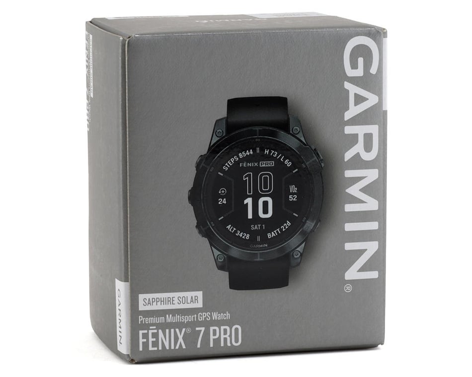 Garmin Fenix 7 Pro Solar Smartwatch - Sapphire, Carbon Gray DLC Titanium, Black