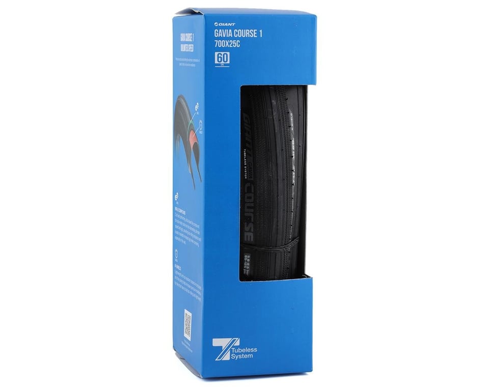Giant Gavia Course 1 Tubeless Road Tire (Black) (700c / 622 ISO) (25mm)  (Folding) (RR-S)