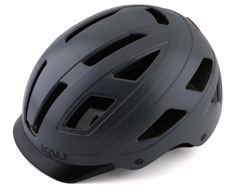 Kali Protectives Cruz Solid Black/White/Grey Bicycle Helmet w/ Built-in Light 