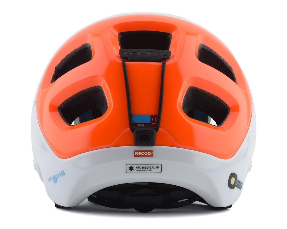 POC Tectal Race SPIN NFC Helmet (Hydrogen White/Fluorescent Orange AVIP)