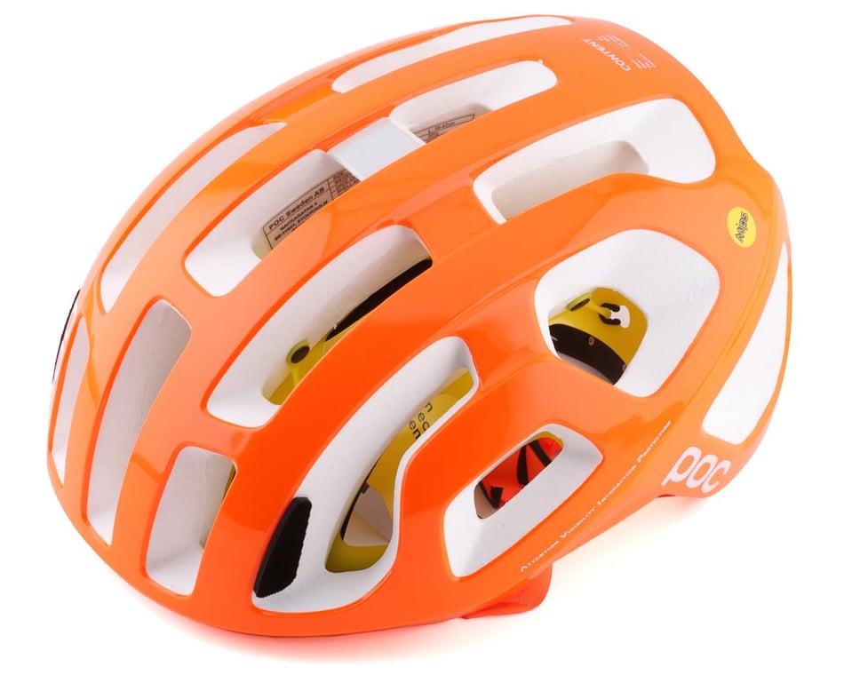 POC， Octal Bike Helmet for Road Cycling， Zink Orange Avip， Small-