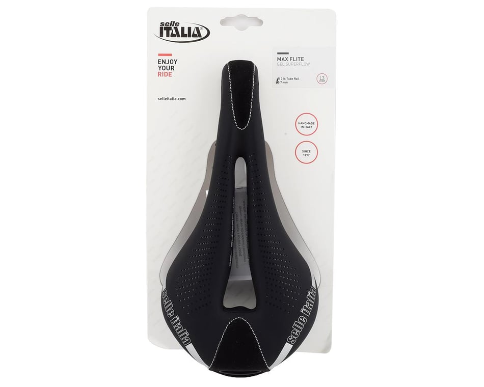 Selle Italia Max Flite Gel Superflow Saddle (Black) (Titanium Rails) (L3)  (146mm)