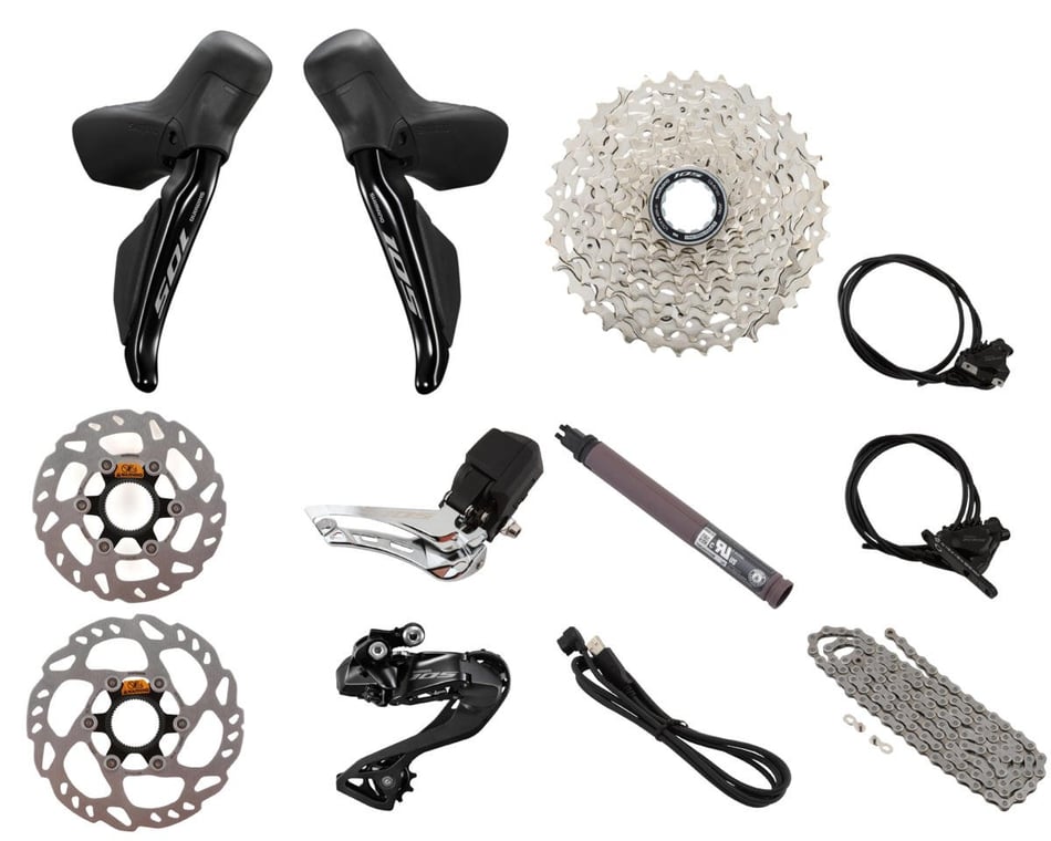 Shimano 105 R7100 Di2 Groupset (Black) (2 x 12 Speed) (Disc Brake) -  Performance Bicycle